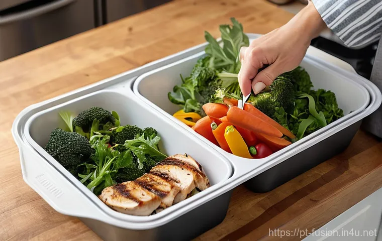 퓨전 패스트푸드 건강 옵션 - **Prompt:** A vibrant, sunlit scene inside a modern, Portuguese fast-casual restaurant. A casually d...