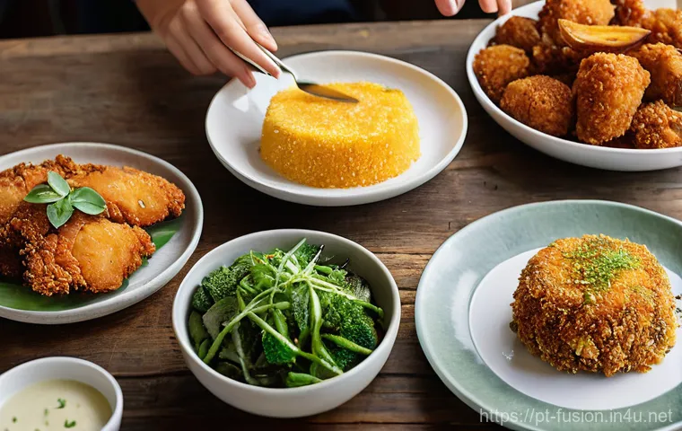 퓨전 치킨의 저칼로리 튀김법 - **Prompt:** A candid, well-lit scene in a contemporary, bright kitchen. A woman (mid-30s, casually d...