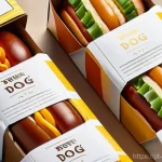퓨전 핫도그 고급 포장재 - **Prompt: The Gourmet Unboxing Experience**
"A close-up, high-angle shot of elegant, premium pac...