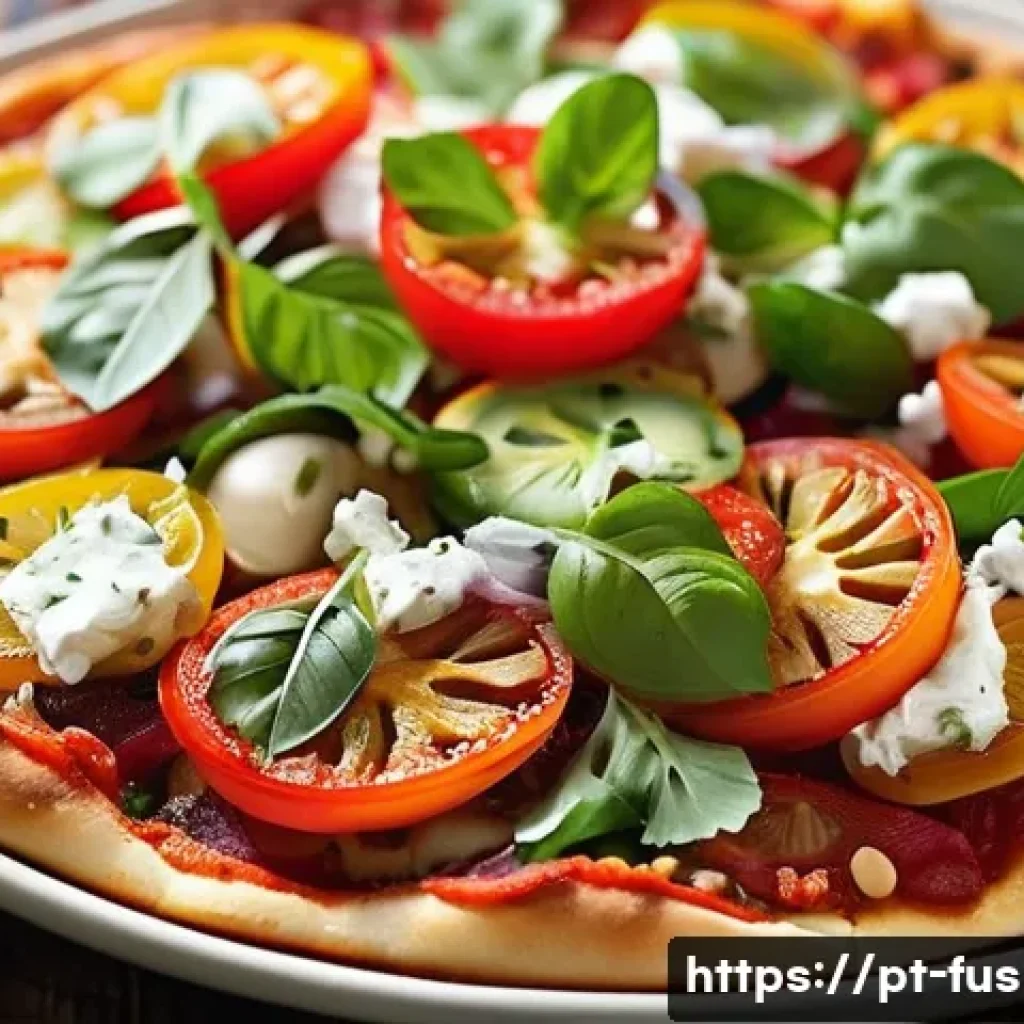 퓨전 피자의 저염 토핑 - **Prompt 1: A Culinary Fusion Masterpiece**
"A close-up, top-down shot of a vibrant, gourmet fus...