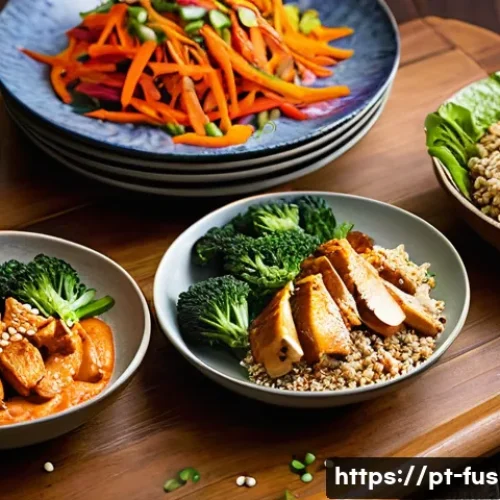 Home 17 퓨전 치킨 단백질 함량 분석 - **Prompt 1: "Vibrant Fusion Chicken Feast"**
A wide shot of a beautifully arranged culinary spre...