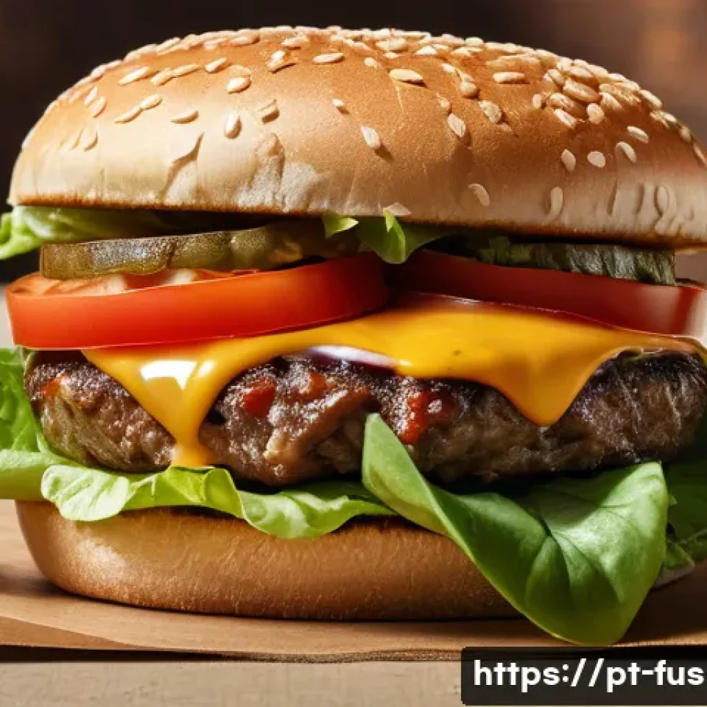 퓨전 버거의 테이크아웃 포장 - A close-up, highly detailed image of a sustainable burger packaging made from brown kraft paper with...