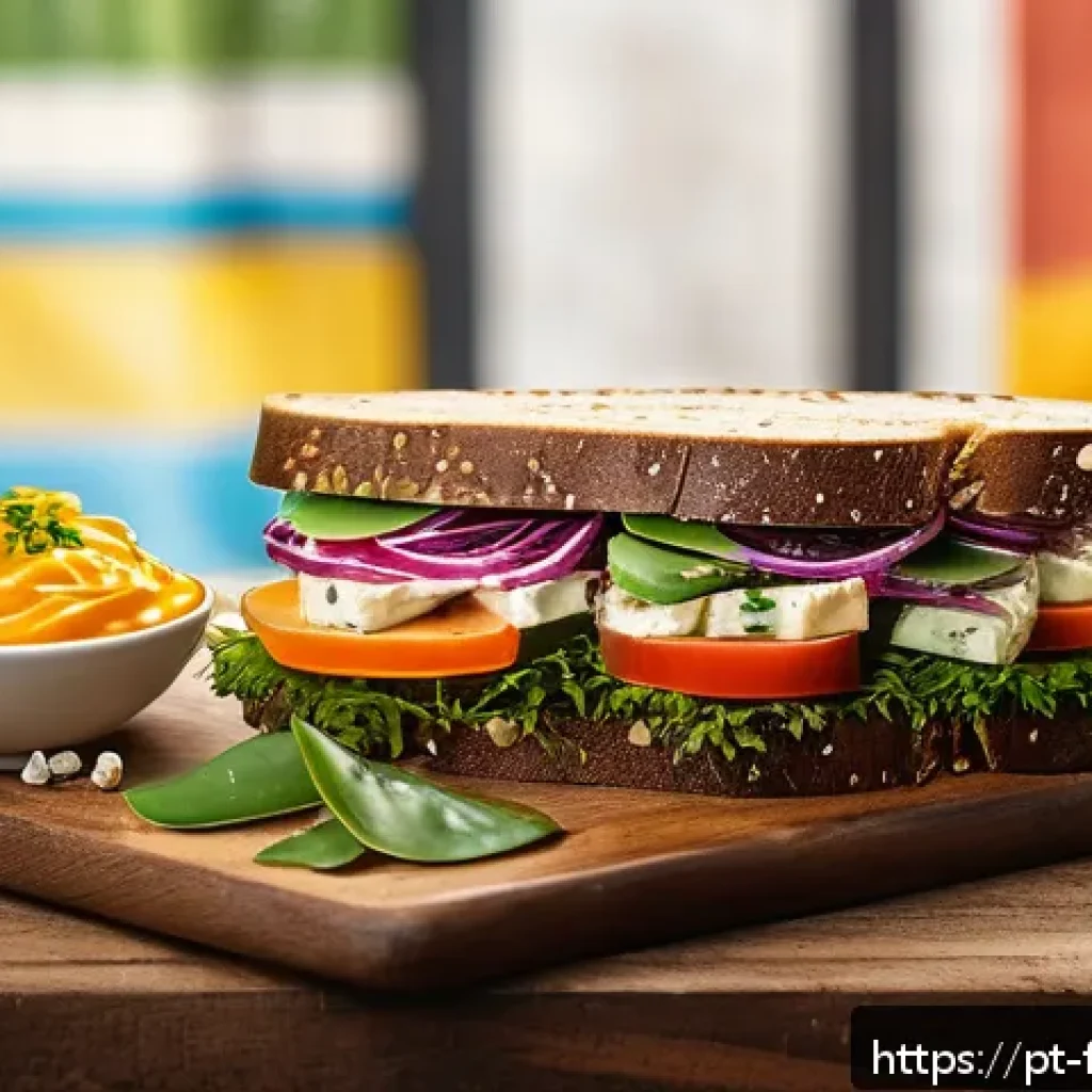 퓨전 샌드위치 제조사별 가격 - A vibrant fusion sandwich spread on a rustic wooden table in a Brazilian urban setting, featuring ar...
