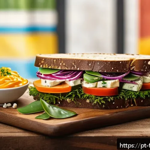 Home 17 퓨전 샌드위치 제조사별 가격 - A vibrant fusion sandwich spread on a rustic wooden table in a Brazilian urban setting, featuring ar...